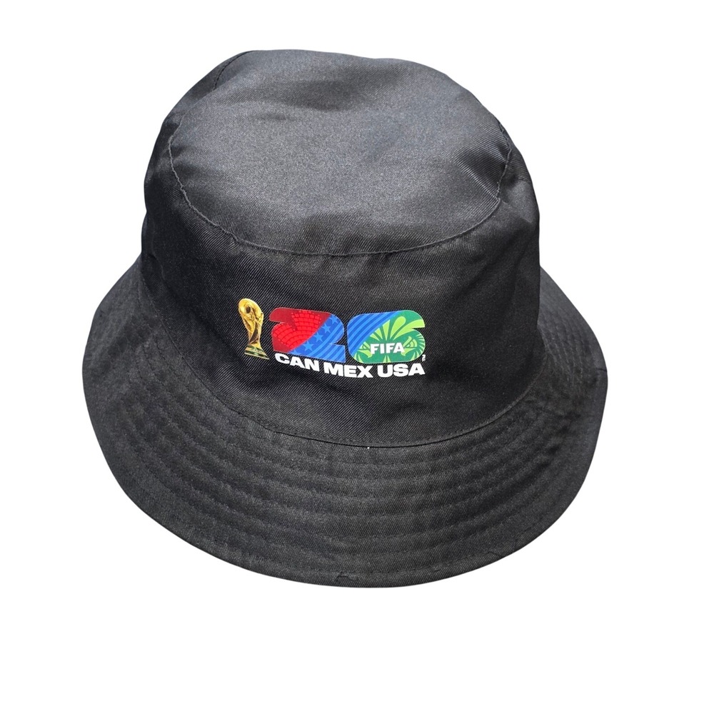 FIFA World Cup 2026 Bucket Hat OSFM Black Canada Mexico USA Embroidered Soccer